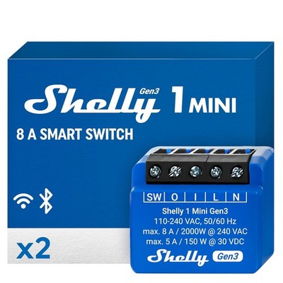 Shelly 1 Mini Gen3 WiFi Smart Relay Switch with Potential-Free Contacts 1