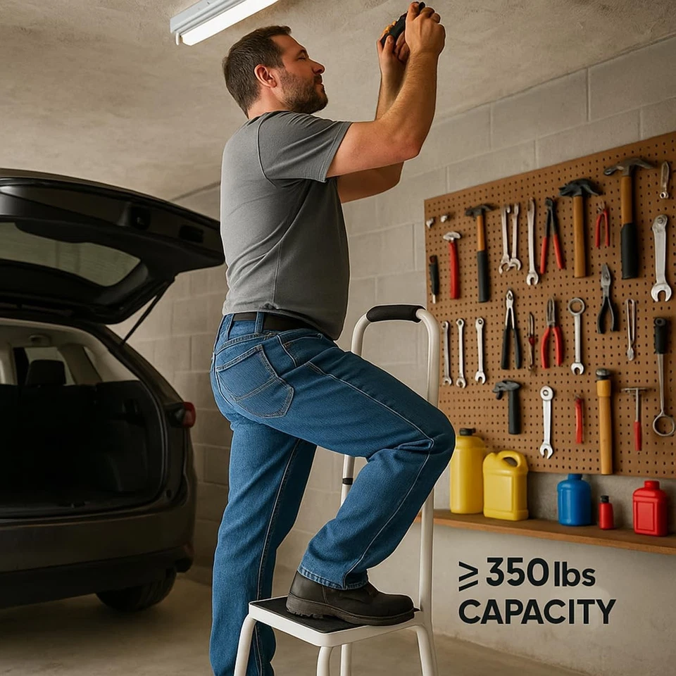 Step Stool with Handle for Ederly,Sturdy and Lightweight Stool with Anti-Skid Pl - Image 4 of 4