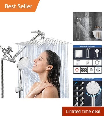 High Flow 10 Inch Rain Shower and Handheld Set with 9 Spray Modes