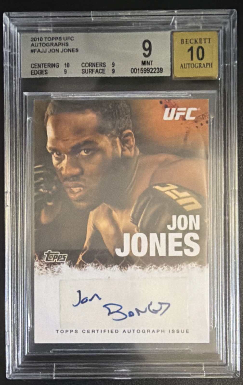 Topps 2010 UFC Jon Jones Autograph FA-JJ Beckett 9 Mint 10 Low Pop Super Rare