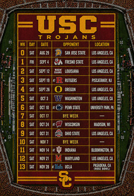 USC Trojans 2026 Football Schedule Poster Multiple Size Avail. V2 USC Football