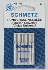 Schmetz Chrome Universal Machine Needles Size 80/12 130/705 H SUK 1709 New NIP