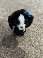 Ty Beanie Boos TRACEY the Black White Dog 6”
