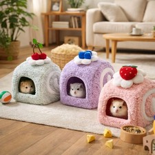 Cute Plush Hamster Cage Warm Pet Sleeping Bag Guinea Pig Cotton Nest  Play Bed
