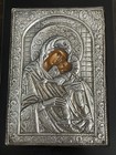 Vintage Greek Byzantine 950 Silver Icon Virgin Mary Child Angels Framed Plaque — photo 2