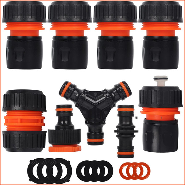 Schlauchkupplung 3/4 Zoll 9 StüCk Gartenschlauch ZubehöR 2In1 Wasserhahn-image