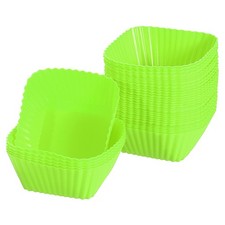 36Pcs Silicone Cupcake Baking Cups 2.8" Square Muffins Liners Green