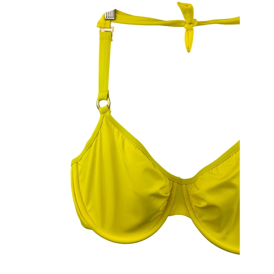 Top de bikini halter amarillo para mujer Tara Grinna talla 38–42DD NUEVO CON ETIQUETAS – Traje de baño talla grande Foto 3 de 4