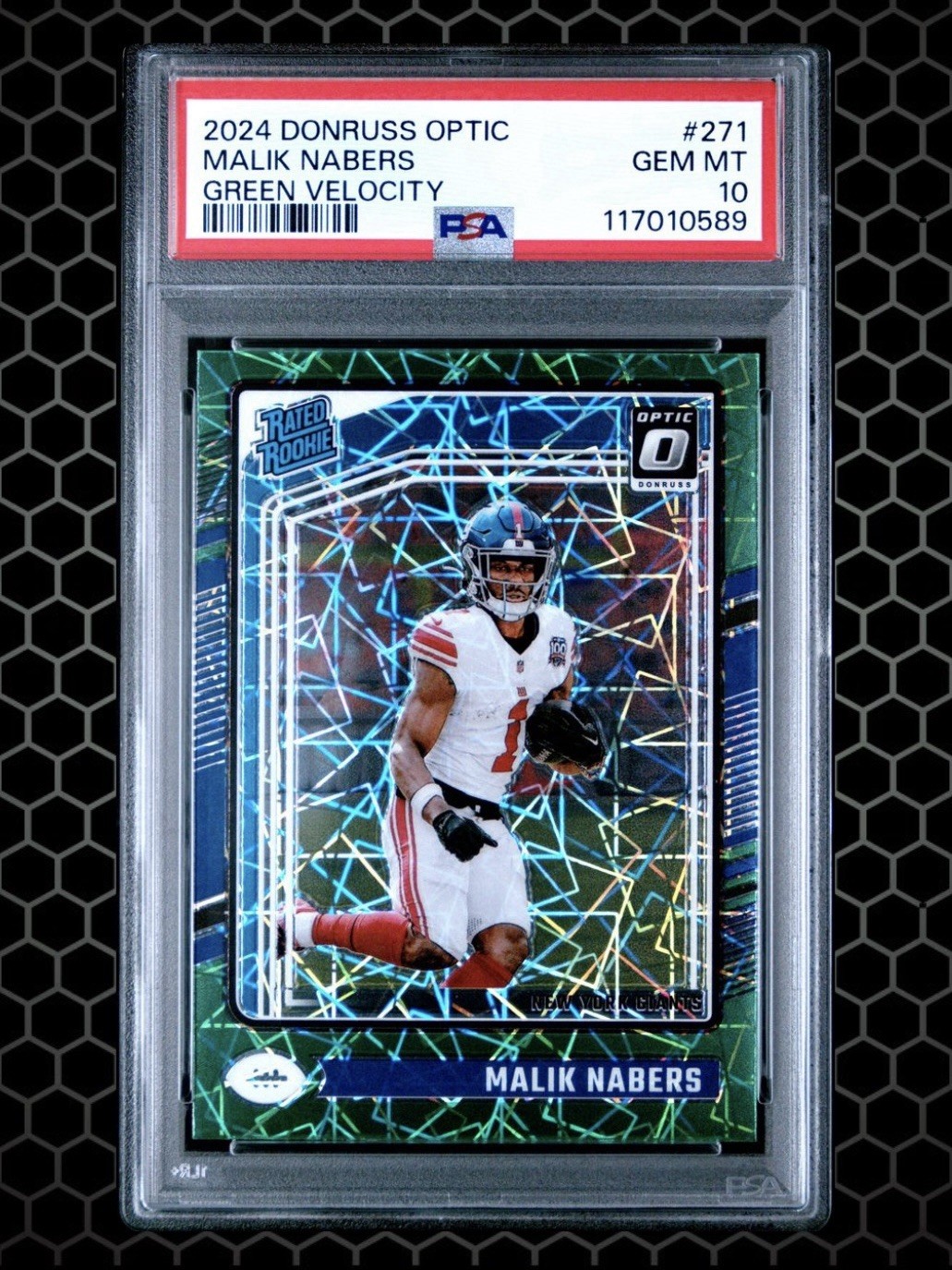 2024 Donruss Optic Malik Nabers #271 Green Velocity PSA 10