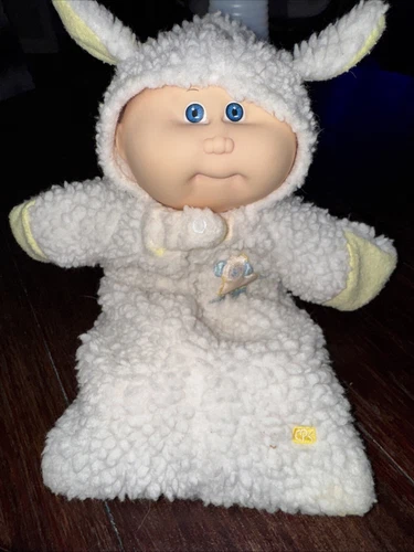 Cabbage Patch Beanie Bottom Baby Doll Sheep Lamb  Yellow Hooded Sleeper Sherpa
