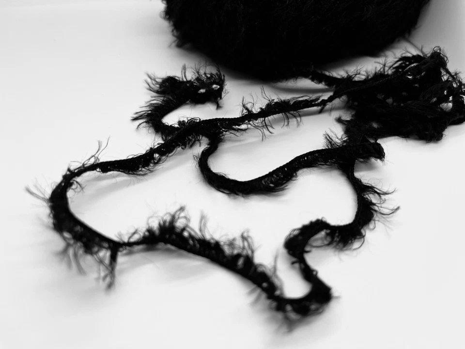 Berroco Marmot Yarn #3734 Jet Black Fur-Like Nylon 50gr 93yds faux fur - Image 3 of 4