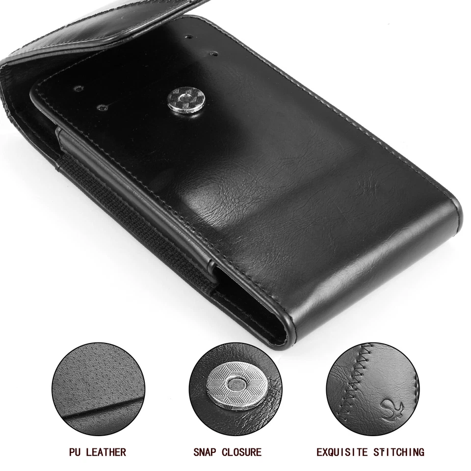 LUXMO Vertical Cuero Cinturón Funda Portátil Teléfono Funda Para iPhone Samsung Foto 2 de 4