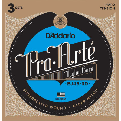Daddario EJ46 Pro-Arte Nylon Classical Guitar Strings Hard Tension 3 Sets , New!