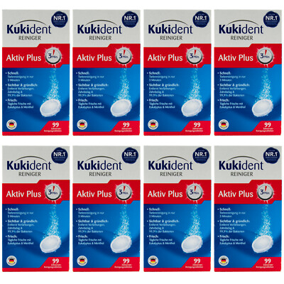 Kukident Reiniger Aktiv Plus 8 x 99 Reinigungstabletten Gebiss-Prothesenreiniger