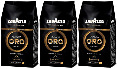 3 LAVAZZA QUALITA ORO MOUNTAIN GROWN Premium Coffee Beans 1kg 35oz