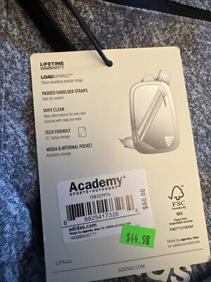 adidas Prime Sling Backpack Heather Gray Large School Bag Fits Laptop/Tablet Boy adidas | Bags | Adidas Prime Sling Backpack Heather Gray  main image 4
