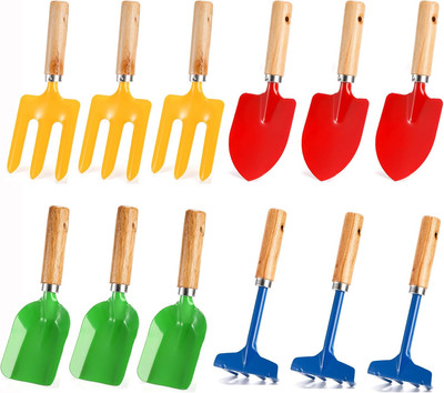 12 Pack Kids Gardening Tools Metal Garden Tools Set Includes Shovel Rake