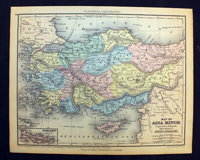 1844 Antique Map of Asia Minor Augustus Mitchell Ancient Geography