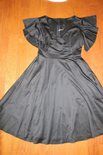 M 18"BUST ❤️ BEDOAR ❤️ DRESS BLACK LITTLE 41" HEAVY POLYESTER V-NECK WORK CASUAL