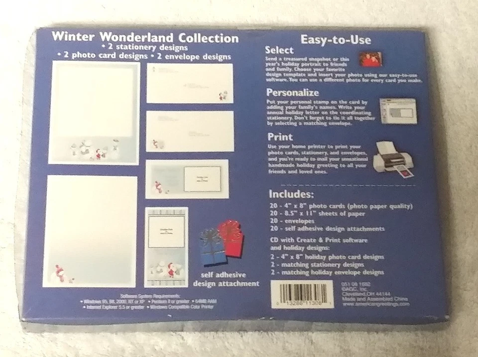 American Greetings Imprintables Create Print Holiday Photo Card Stationary Set - Image 2 of 2