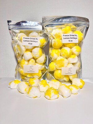 Freeze Dried Bulk Candy XL Lemon Smileys *Pick Size* Made Fresh Daily