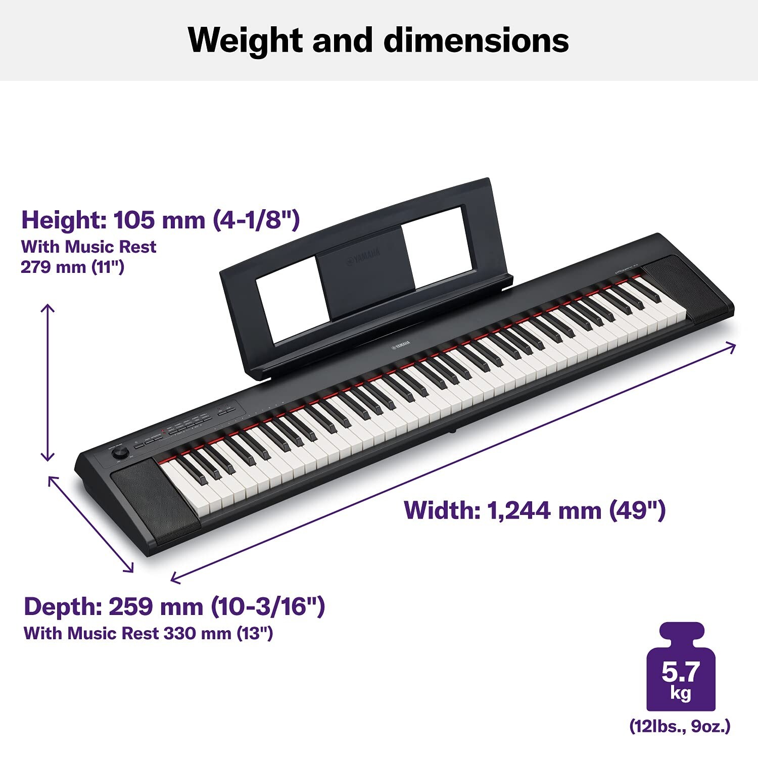 Yamaha NP32 76-Key Lightweight Portable Keyboard, Black Keyboard 