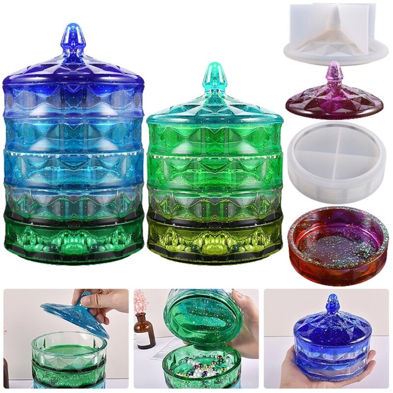 DIY Round Storage Box Resin Mold for Craft Decor
