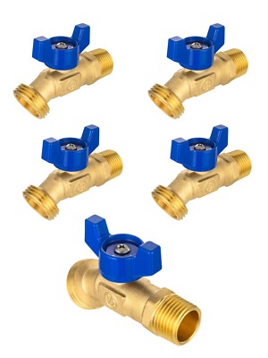 5 PCS EFIELD 1/4Turn Spigot ,Outdoor Brass Valve 1/2'' Male NPT Inlet x3/4'' MHT