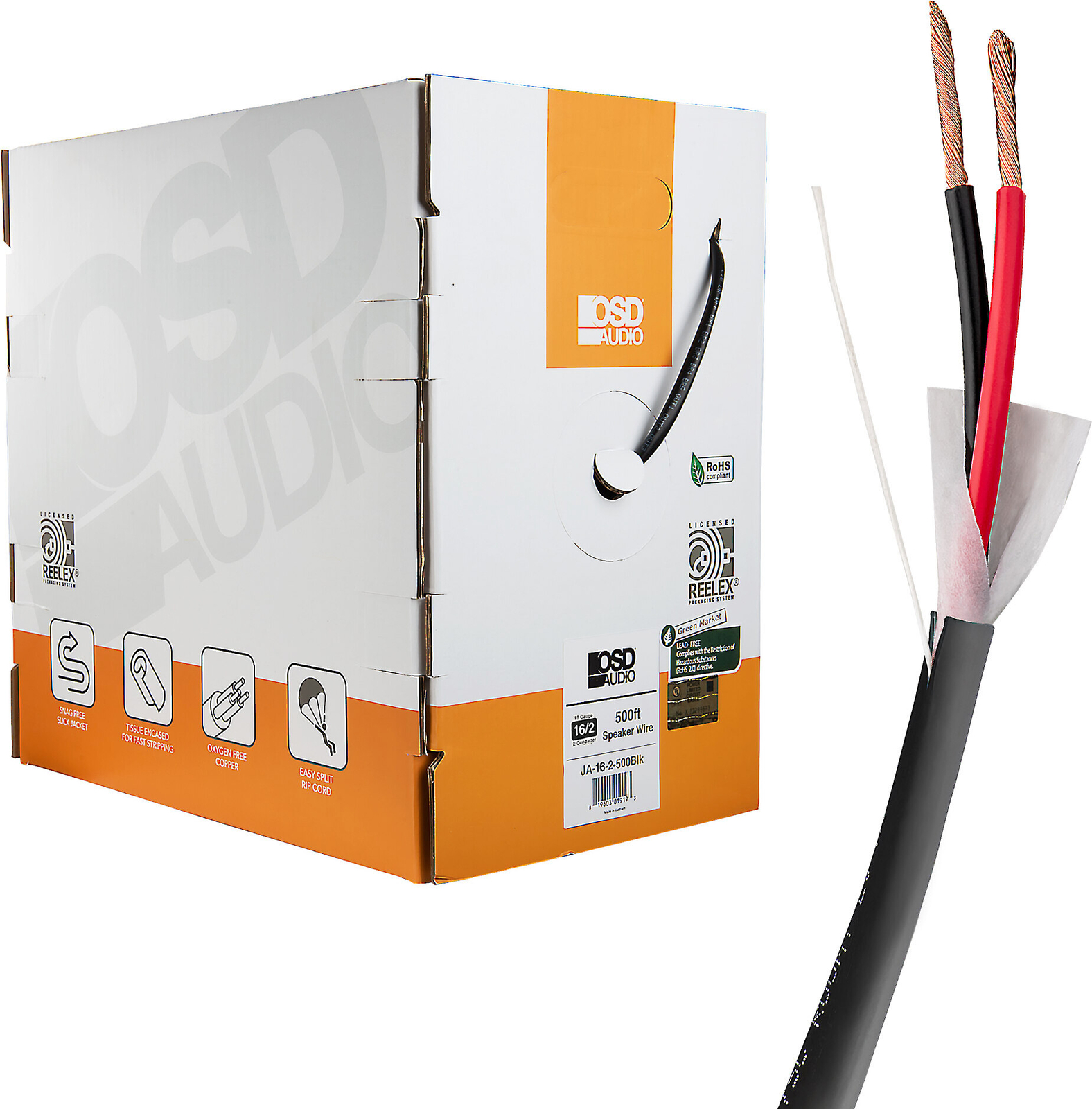 Провод громкоговорителя OSD 16/2 CL3 с прямым подключением 500 Черный