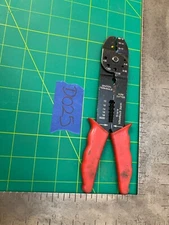 Vintage 8” Wire Cable Crimping Pliers Cutter Stripper Tool with PVC Red Handle