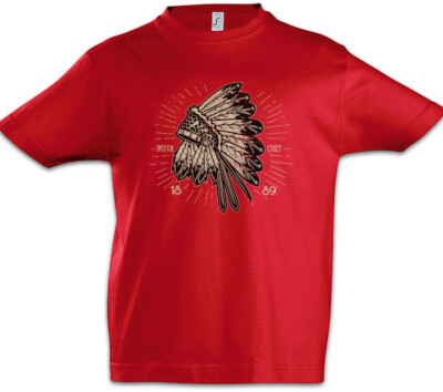 Indian Chief Hat Kinder Jungen T-Shirt Aztecs Indianer Häuptling Federschmuck