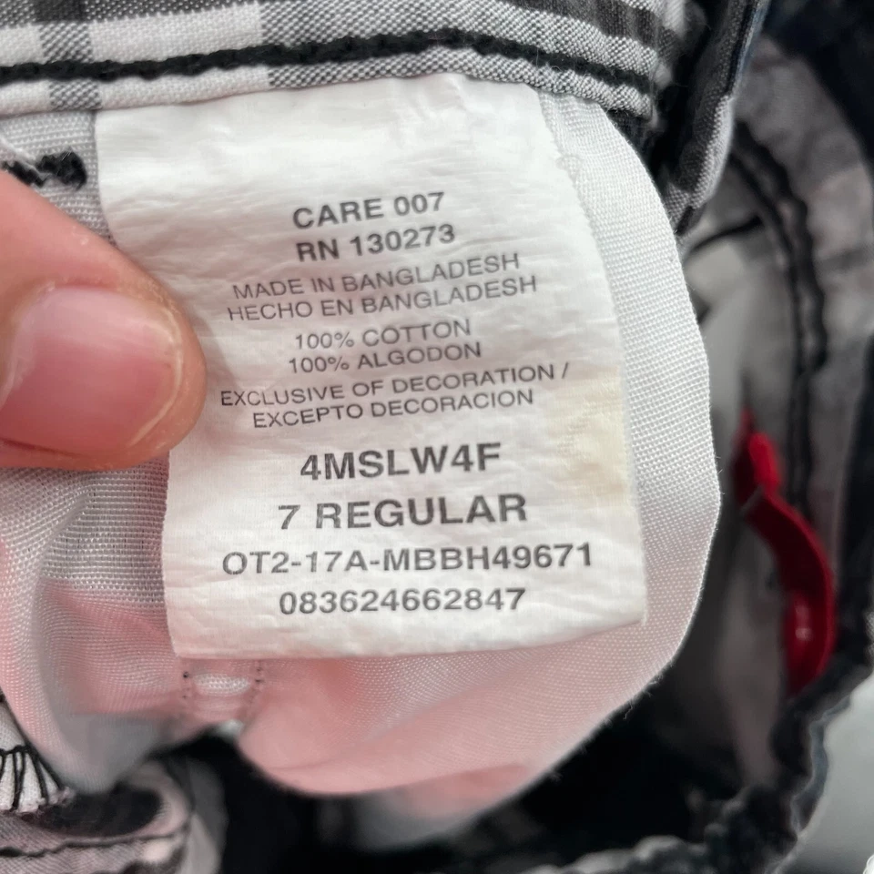 Шорты Wrangler молодежные для мальчиков черные/белые клетчатые размер 7 регулируемая талия - Изображение 3 из 4