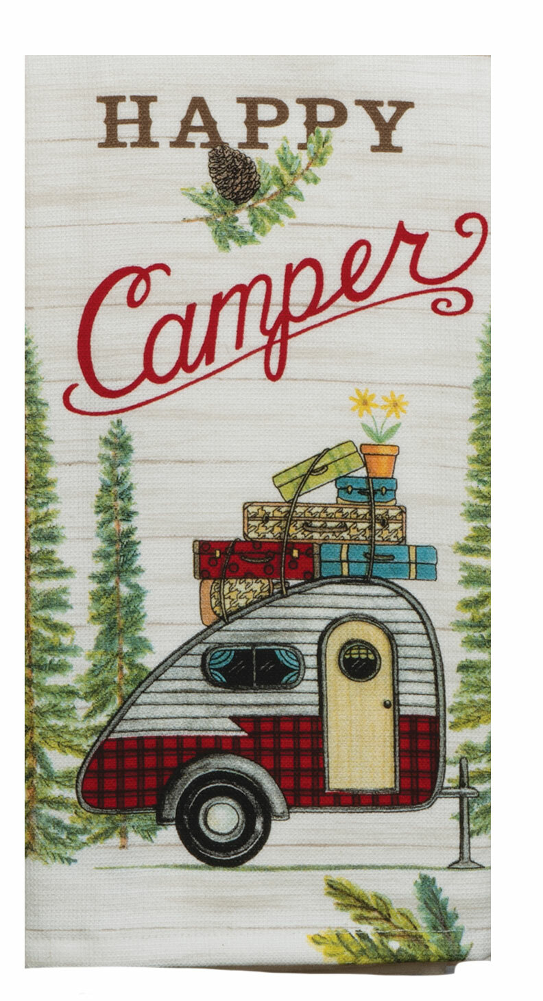 Set of 2 Scenic Route HAPPY CAMPER Terry Kitchen Towels by Kay Dee Designs