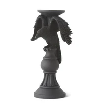 K & K Interiors - Halloween Perched Crow 12" Candleholder - 41345A-3
