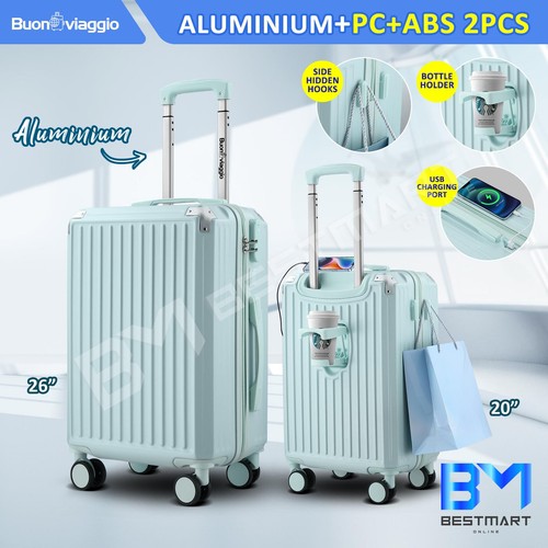 2PCS Luggage Suitcase Trolley Set Travel Storage Hard Shell Case