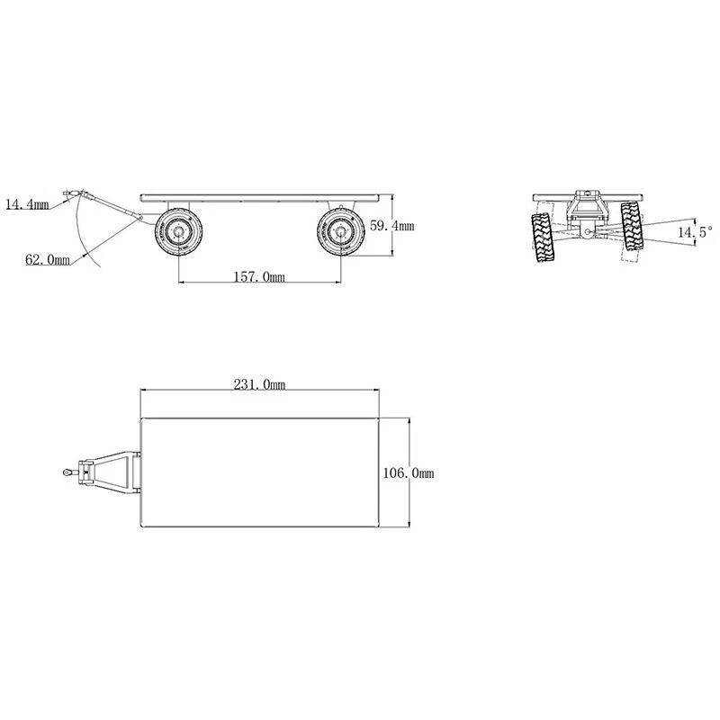 JDM Metall Anhänger für Tamiya LESU 1/14 Scale RC Hydraulik Gabelstapler Modell - Bild 3 von 4