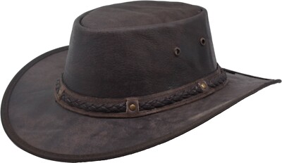 Echtleder Cowboyhut Western American Outback Buschmann braun