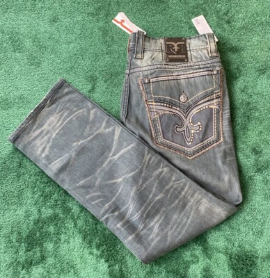 ROCK REVIVAL Sycamore Alt Straight Mens Sz 42X32 Stretch Distressed Jean Concert