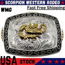 Scorpion Western Rodeo Gold Tone Shine Design Fashion Cowboy Belt Buckle