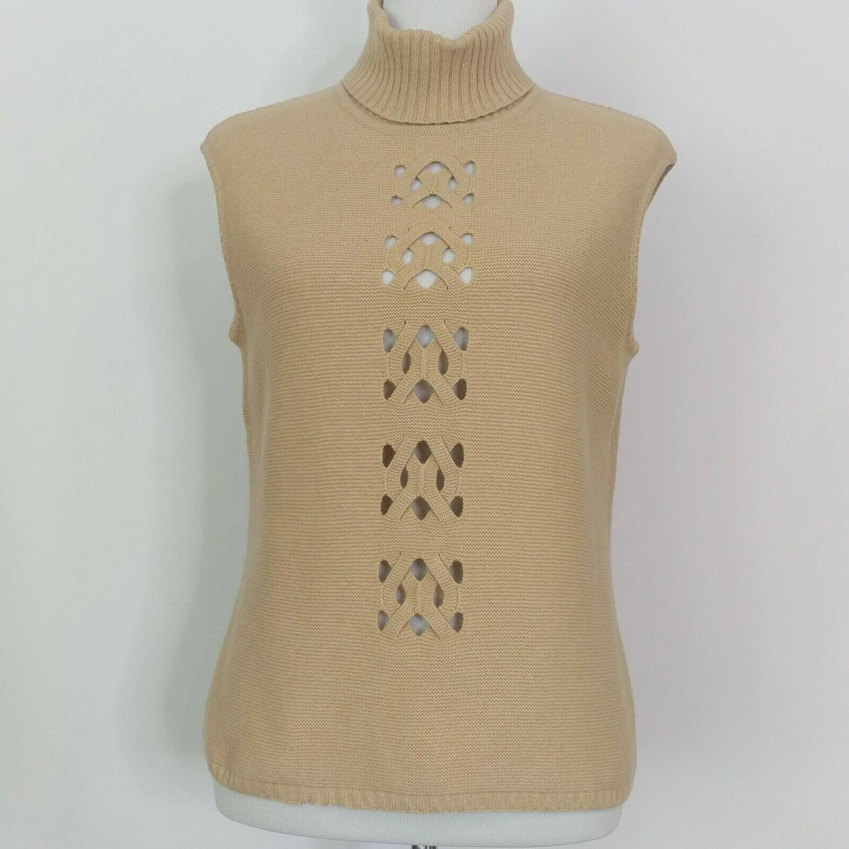 Tan sleeveless turtleneck store