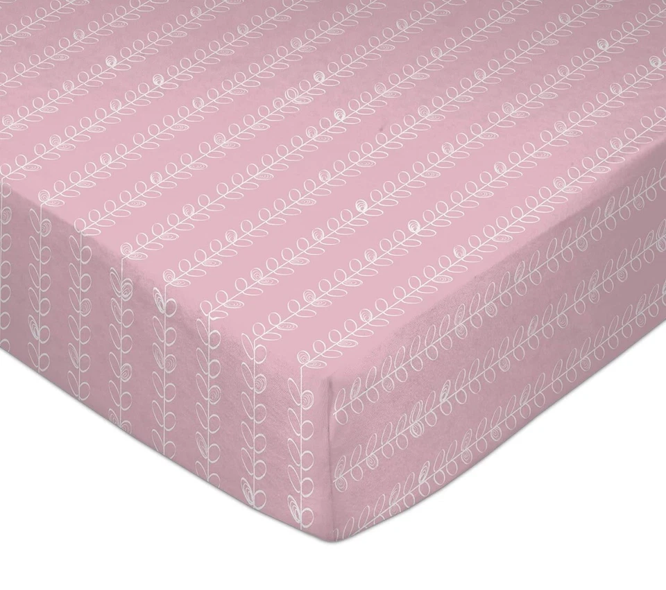 Lolli Living Sparrow 4Pc Cotton Baby Crib Bedding Set Pink Mazie Flower Complete - Image 3 of 4