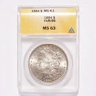 1884 Morgan Silver Dollar ANACS MS63 VAM-8B