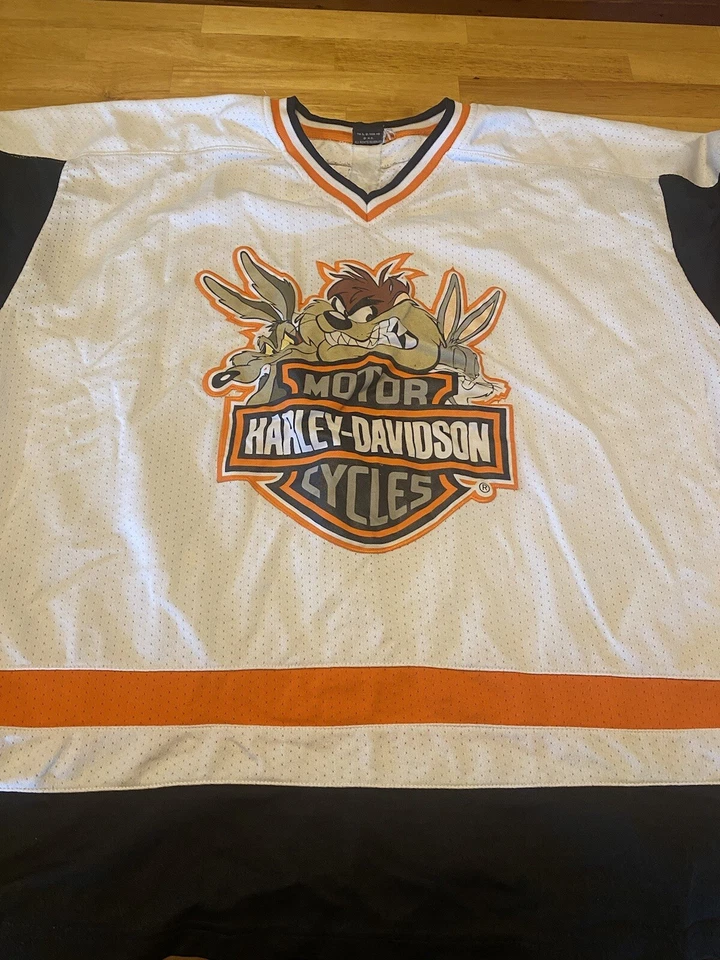 复古 90 年代 Harley-Davidson Looney Tunes 曲棍球球衣男式 L 码 / XL - 2X — 第 4/4 张图片