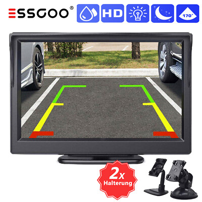 ESSGOO Farb Monitor LCD 5 Zoll Für Auto BUS KFZ LKW Rückfahrkamera Einparkkamera