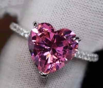 Certified 4.20 Ct Certified Pink Treated Diamond Solitaire Ring In 925 Silver