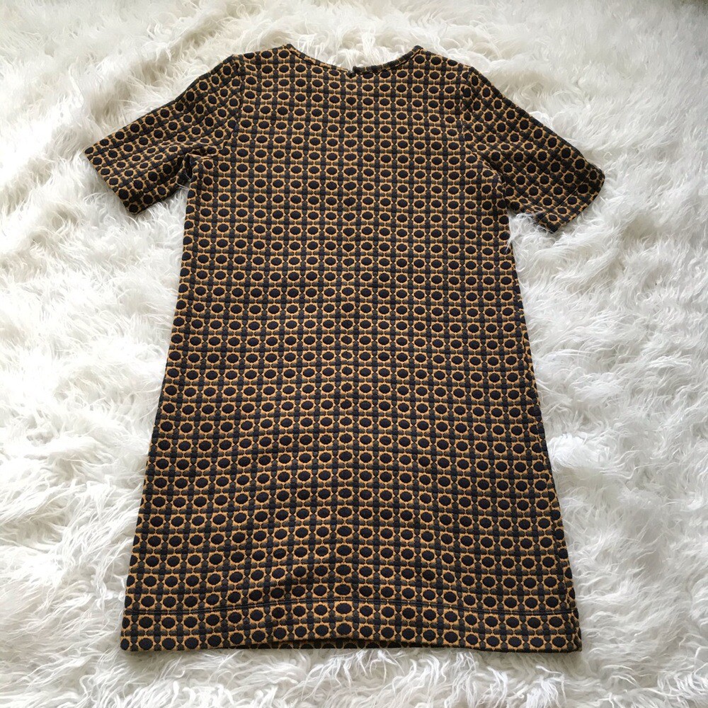 Loft Geometric Pattern Gold-Navy Shift Dress - image 7