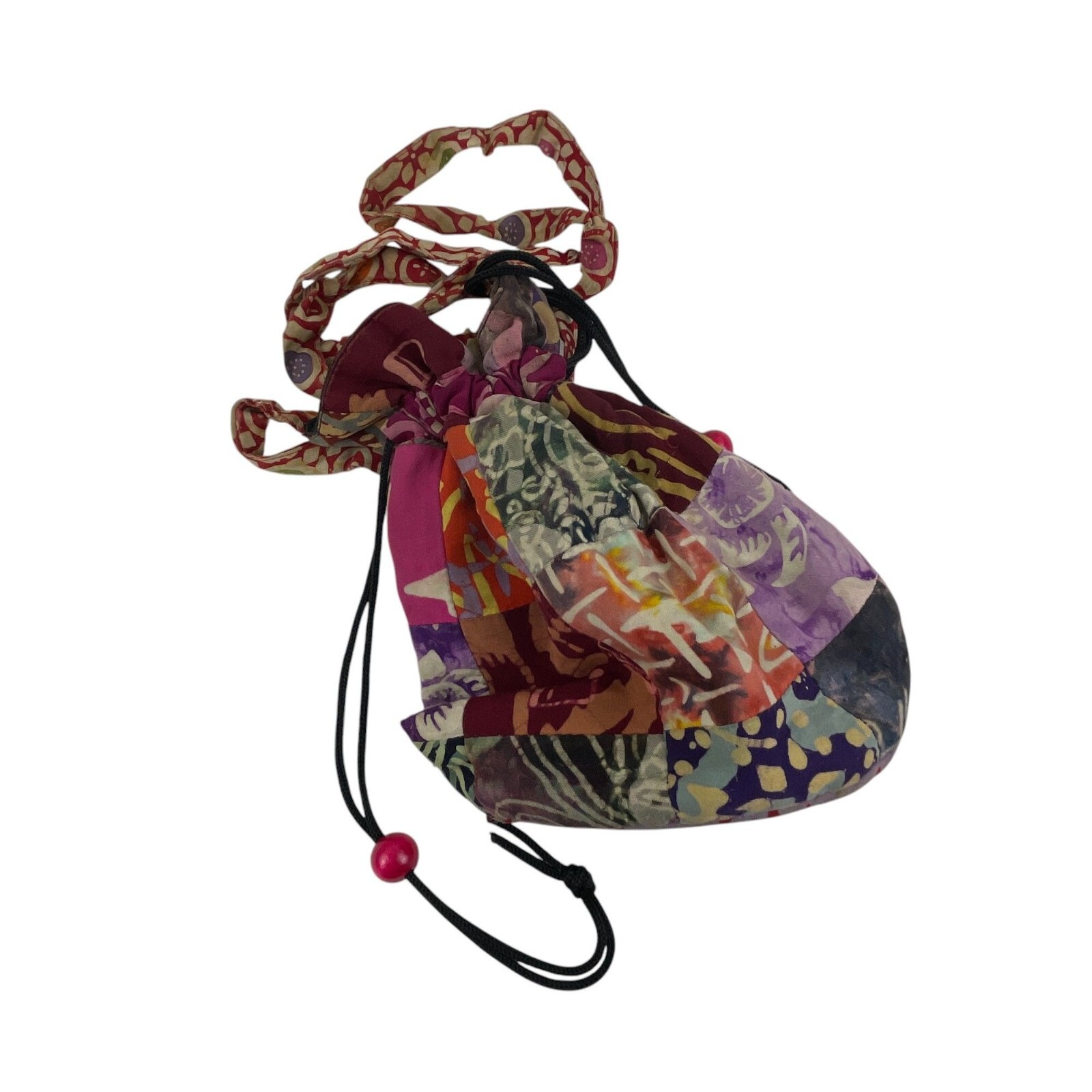Handcrafted Patchwork Drawstring Pouch Colorful B… - image 11