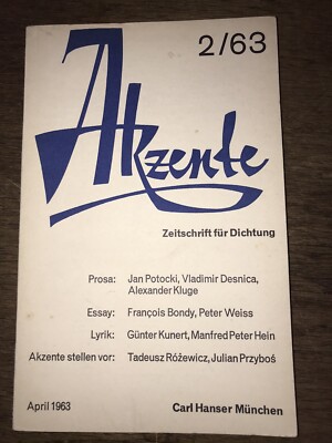 Akzente. Zeitschrift. 2/1963, Peter Weiss, Günter Kunert, Alexander Kluge