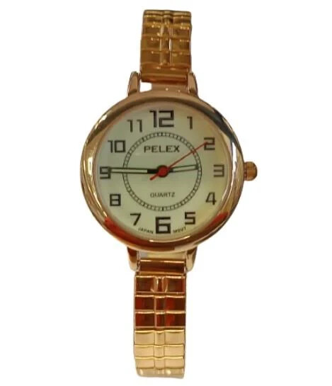 Ladies Easy Read Watch Gold Tone Expander & Glow in Dark Dial PLX-030