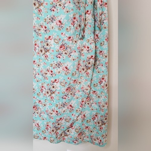 Ditzy Floral Damen Wickelkleid M Aqua Rosa Braun Romantisch Ätherisch Landhaus - Bild 8 von 9